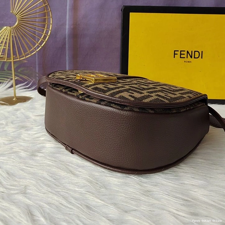 Affordable FF Brown Motif Fabric In C'mon Medium Fendi Bag 0801